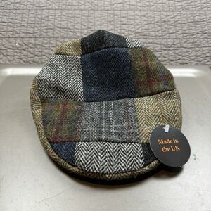 Glen Appin Harris Tweed Wool Patchwork Country Flat Cap XL Brand New NWT